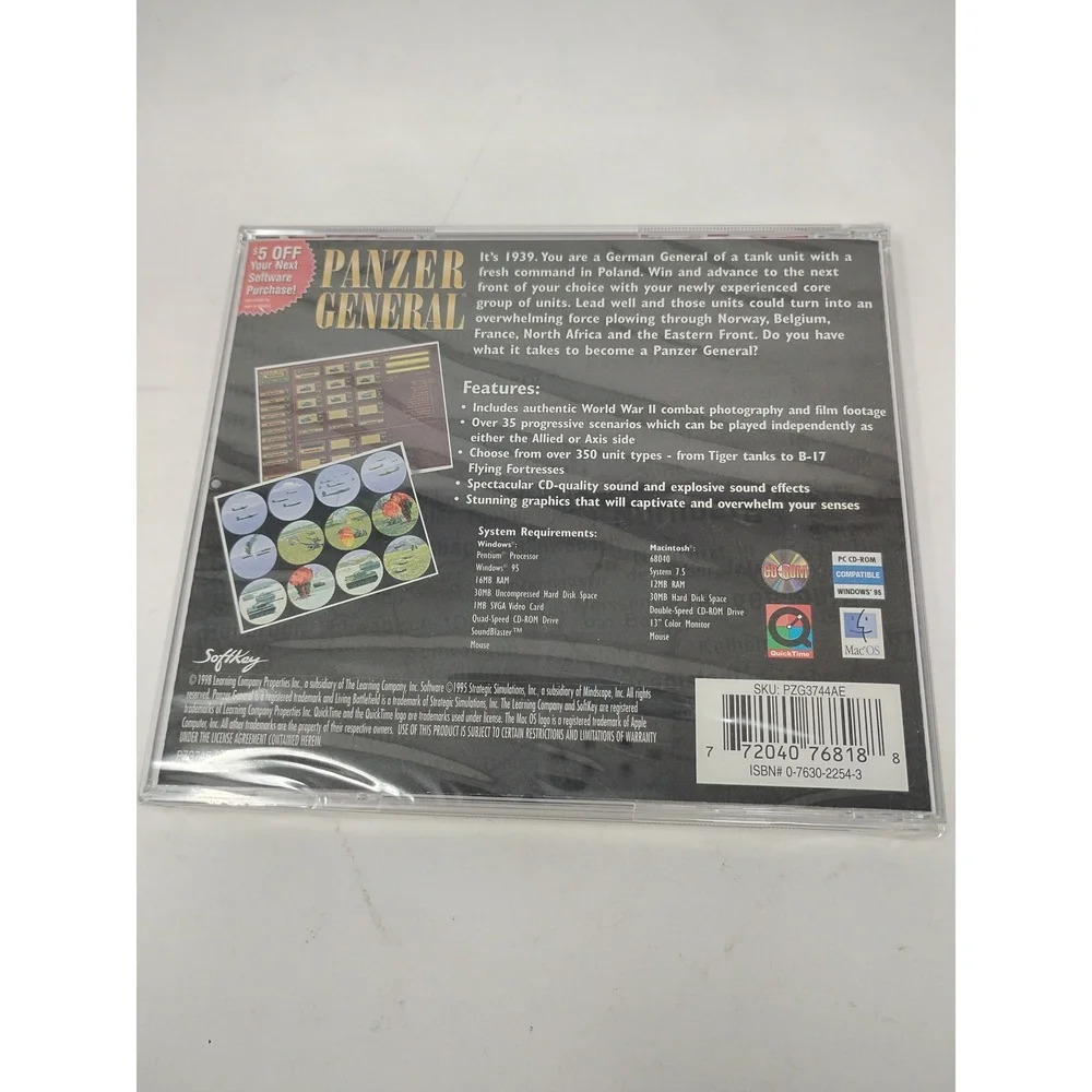 Panzer General 1998 Strategy Game PC Mac WWII SoftKey Sealed CD-ROM Simulation